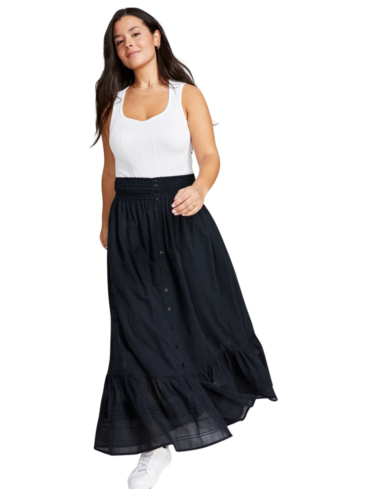 Image for Women's Ruffled Long Skirt,Black