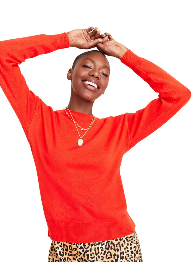 Image for Women's Knitted Plain Sweater,Orange