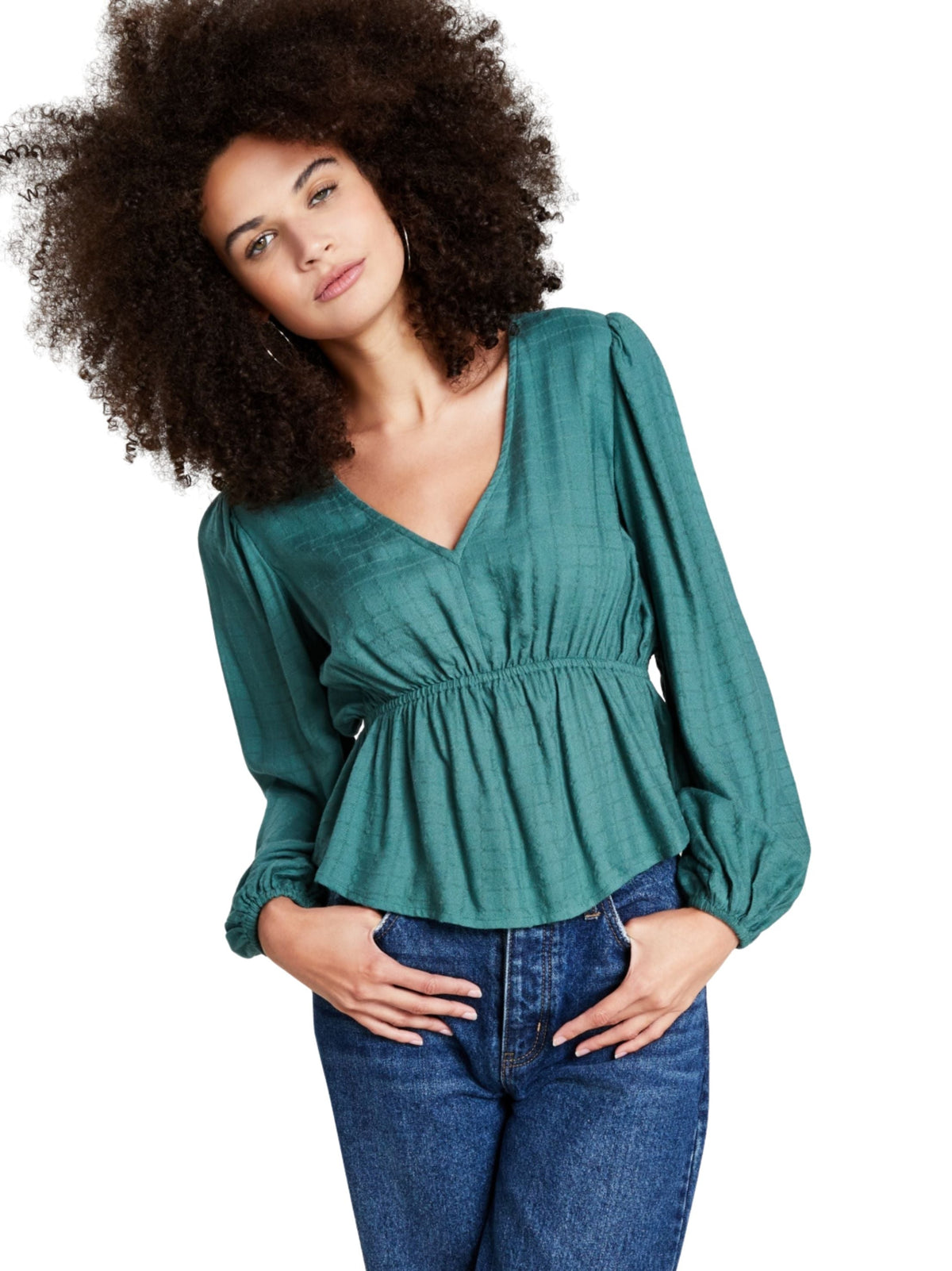 Image for Women's Ruffled Plain  Shirt,Olive Green