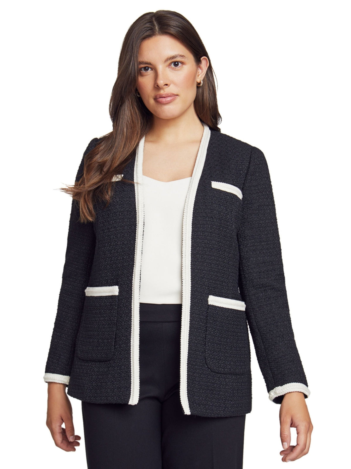 Image for Women's Textured Blazer,Black/White