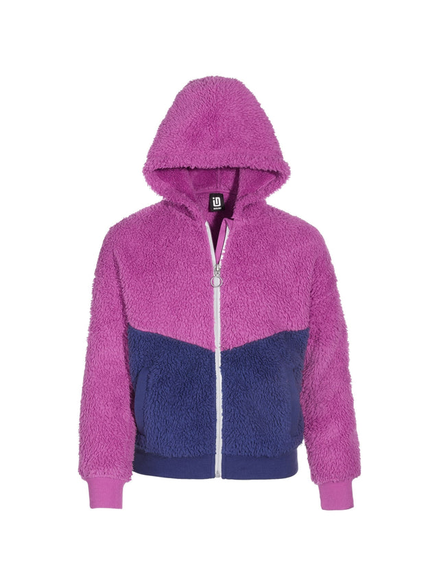 Image for Kids Girl's Colorblocked Fur Jacket Two Pockets,Pink/Navy