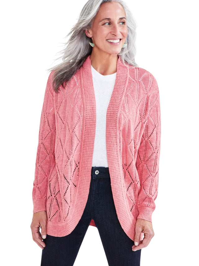 Image for Women's Open Knitted Top Cardigan,Peach