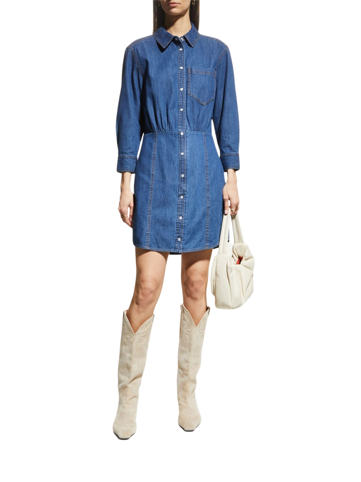 Image for Women's Buttons Down Pocket Denim Dress,Blue