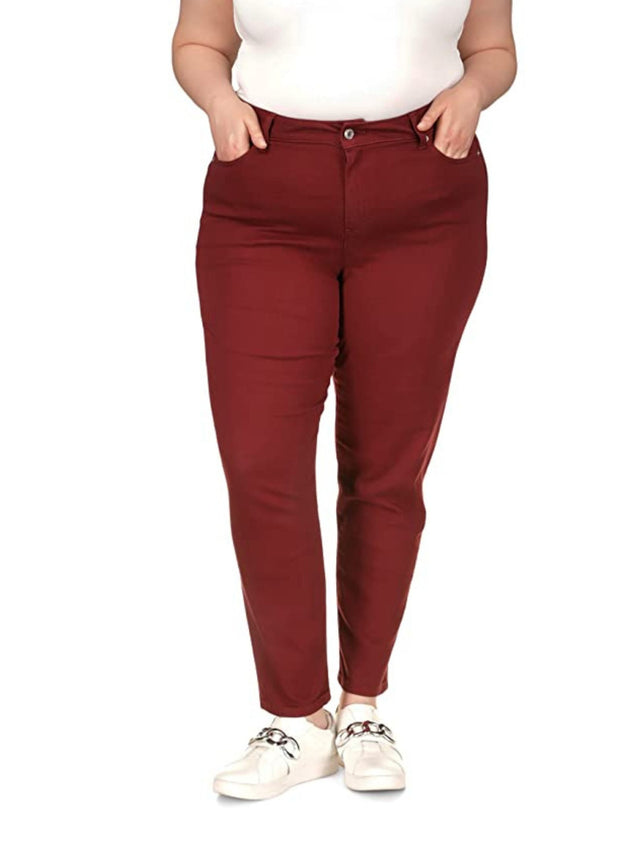 Image for Women's Plain Jeans,Burgundy