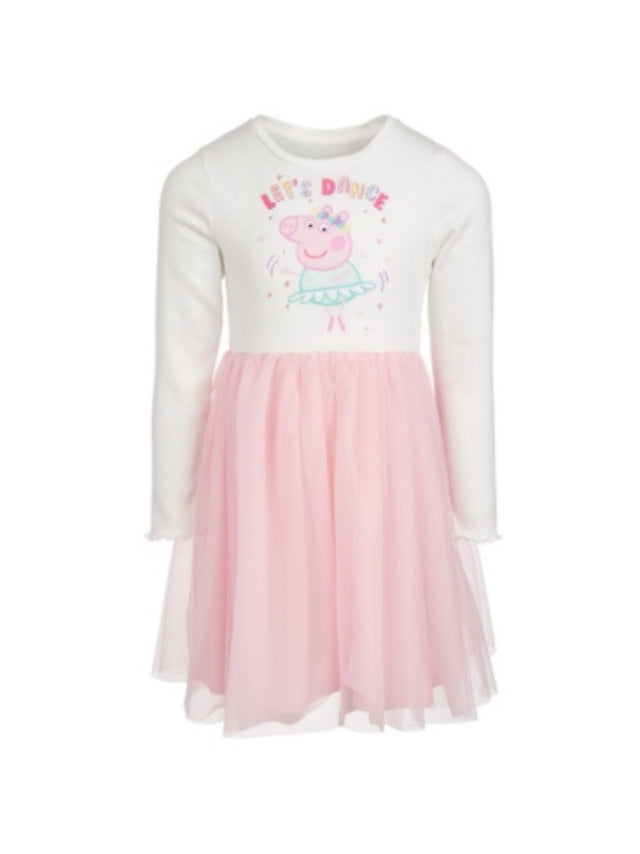 Image for Kids Girl's Ruffled Printed Dress,White/Pink