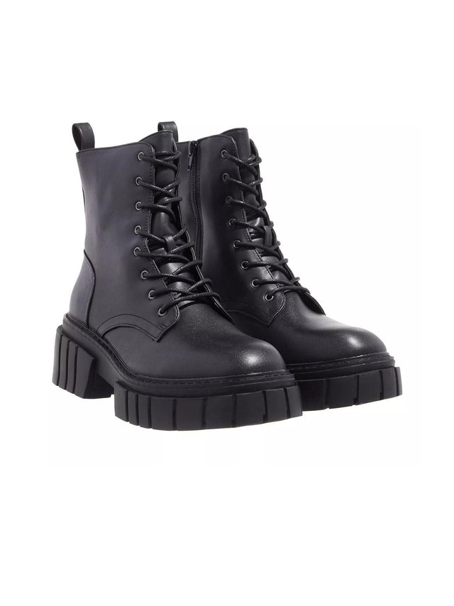 Image for Women's Plain Combat Boots Heels,Black