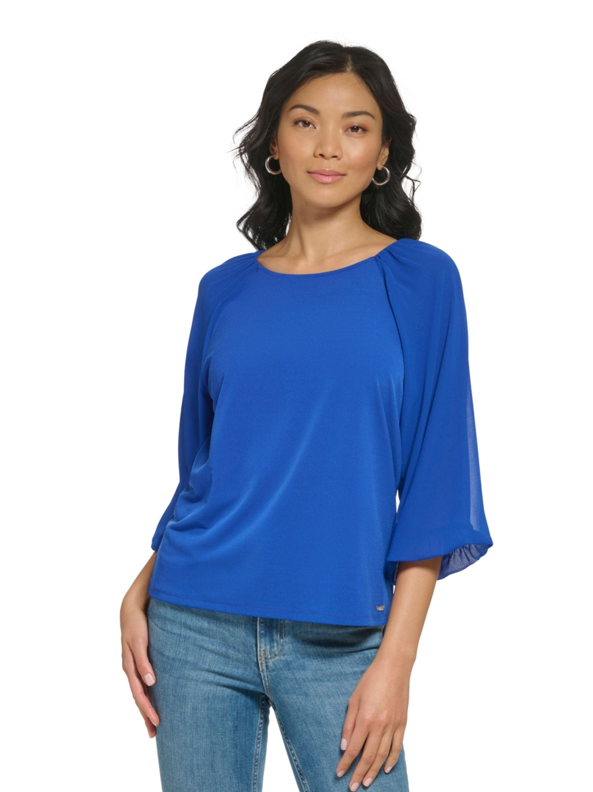 Image for Women's Ruffled Casual Top,Royal Blue