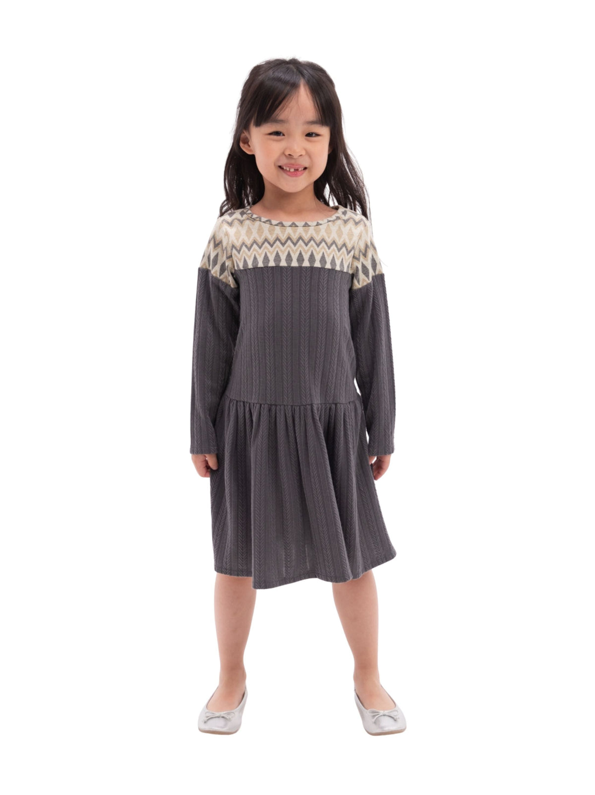 Image for Kids Girl's Ruffled Dress,Gery/Beige
