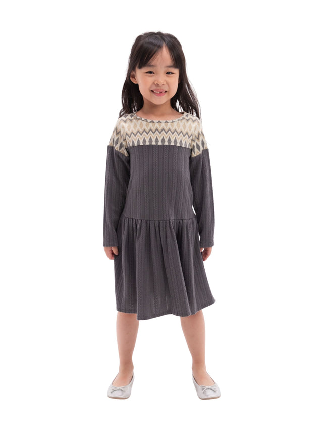 Image for Kids Girl's Ruffled Dress,Gery/Beige