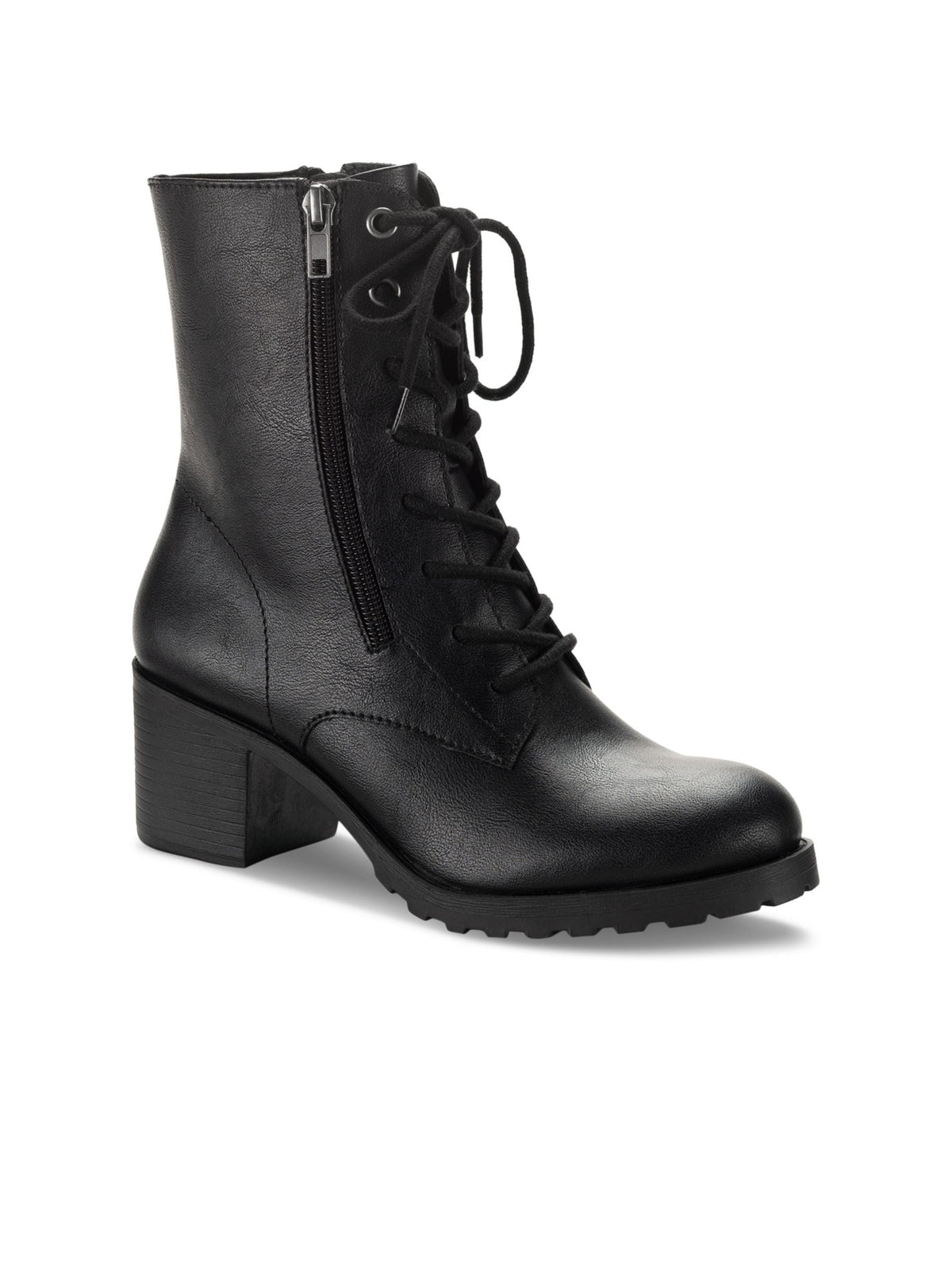 Image for Women's Plain Combat Boots Heels,Black