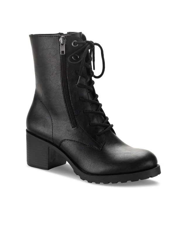 Image for Women's Plain Combat Boots Heels,Black