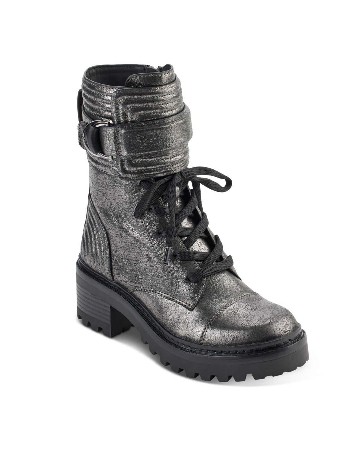 Image for Women's Plain Combat Boots Heels,Silver