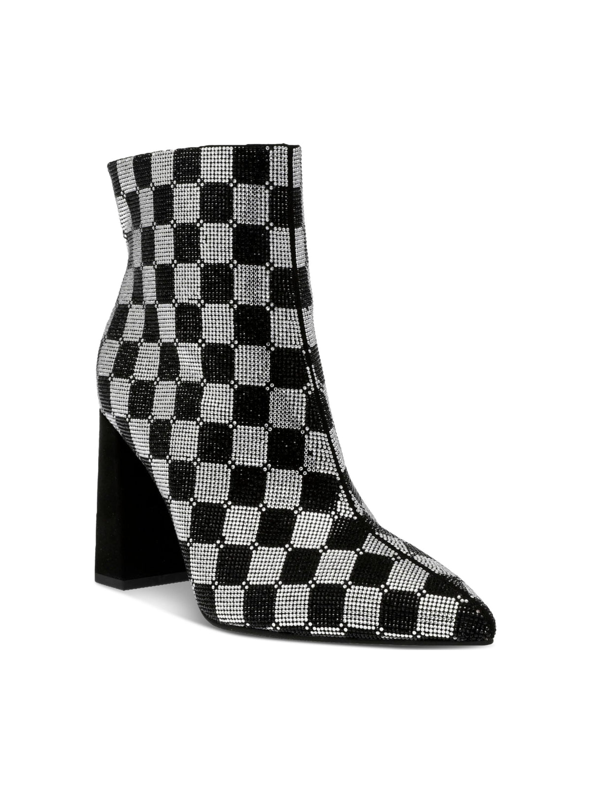 Image for Women's Rhinestone Ankle Boots Heels,Silver/Black