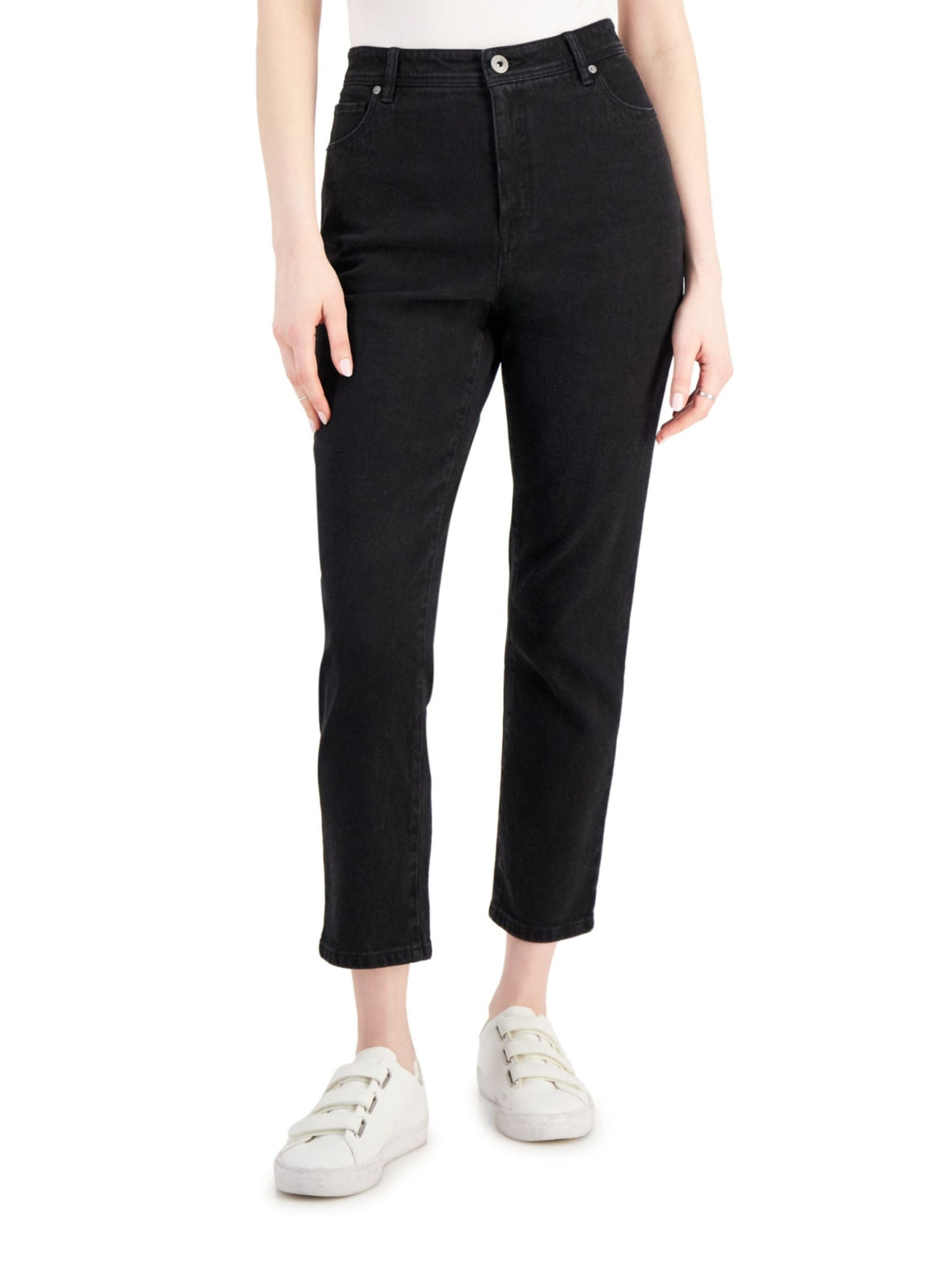 Image for Women's Plain High Rise Denim Pant,Black