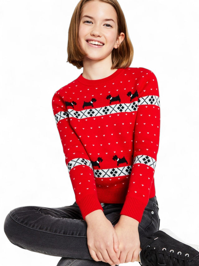 Image for Kids Girl's Mohair Plaid Sweaters,Red
