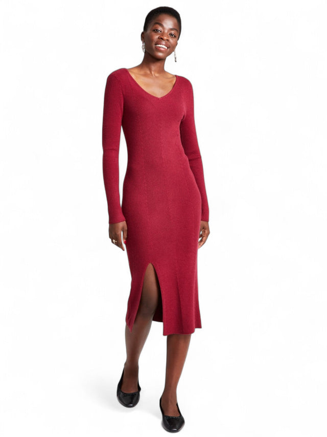 Image for Women's Knitted Dress,Burgundy