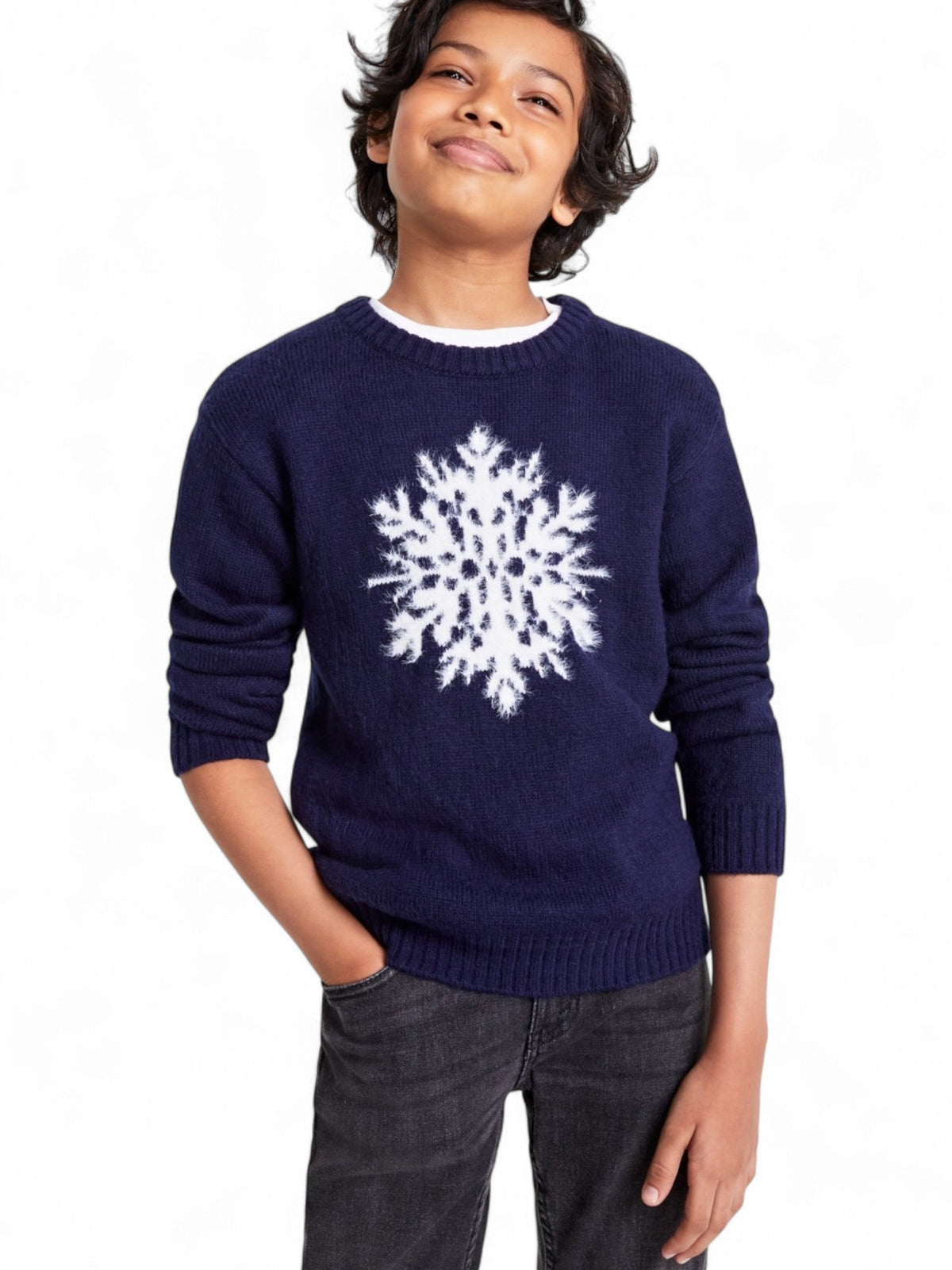 Image for Kids Boy's Mohair Printed Sweaters,Navy