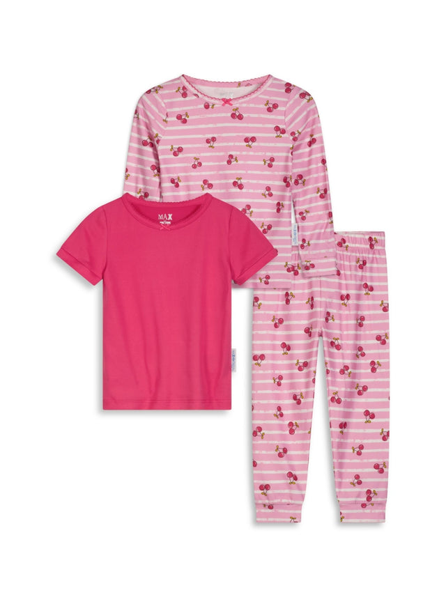 Image for Kids Girl Plain 3 Pieces Sleepwear Set,Pink
