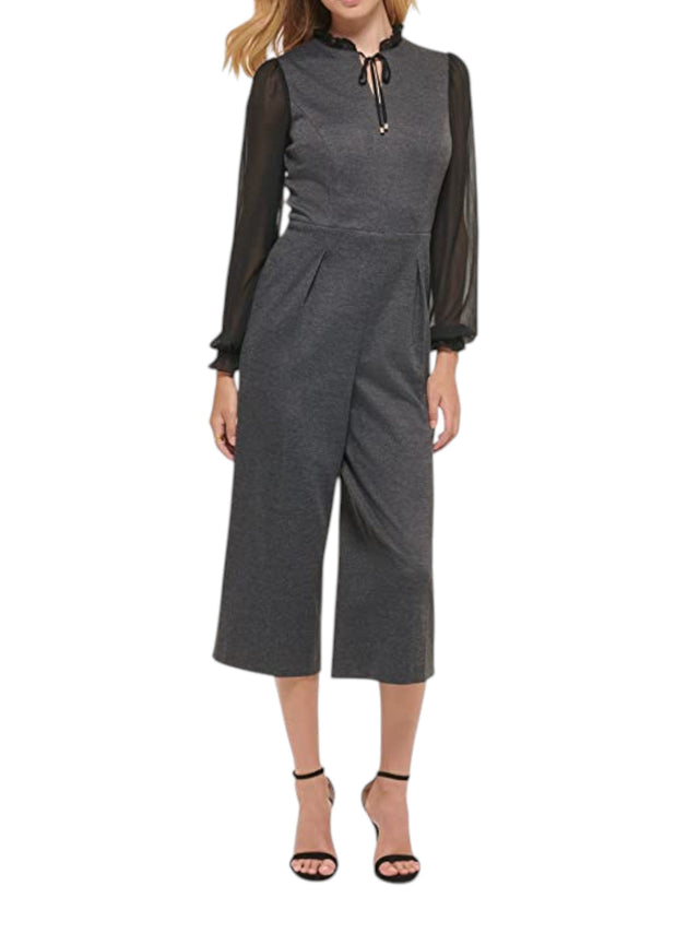 Image for Women's Herringbone Twofer Jumpsuit,Grey/Black