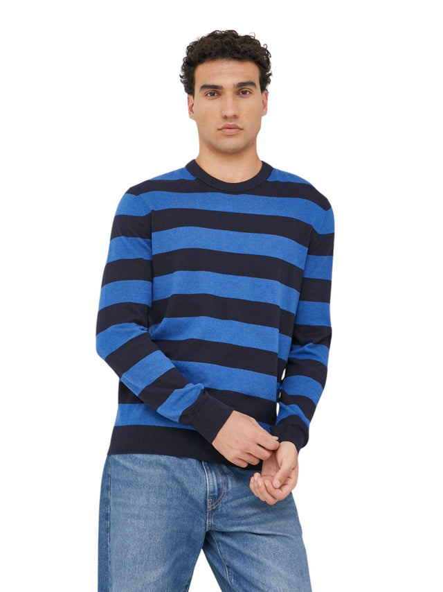 Image for Men's  Striped Sweater,Black\Blue