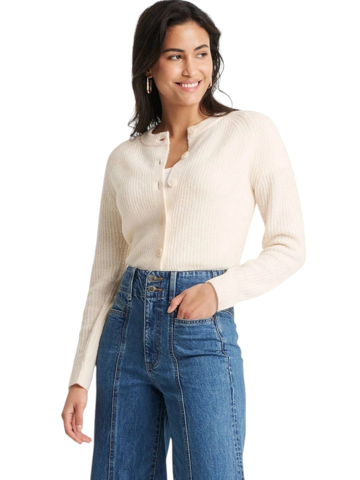 Image for Women's Knitted Sweaters Cardigan,Cream