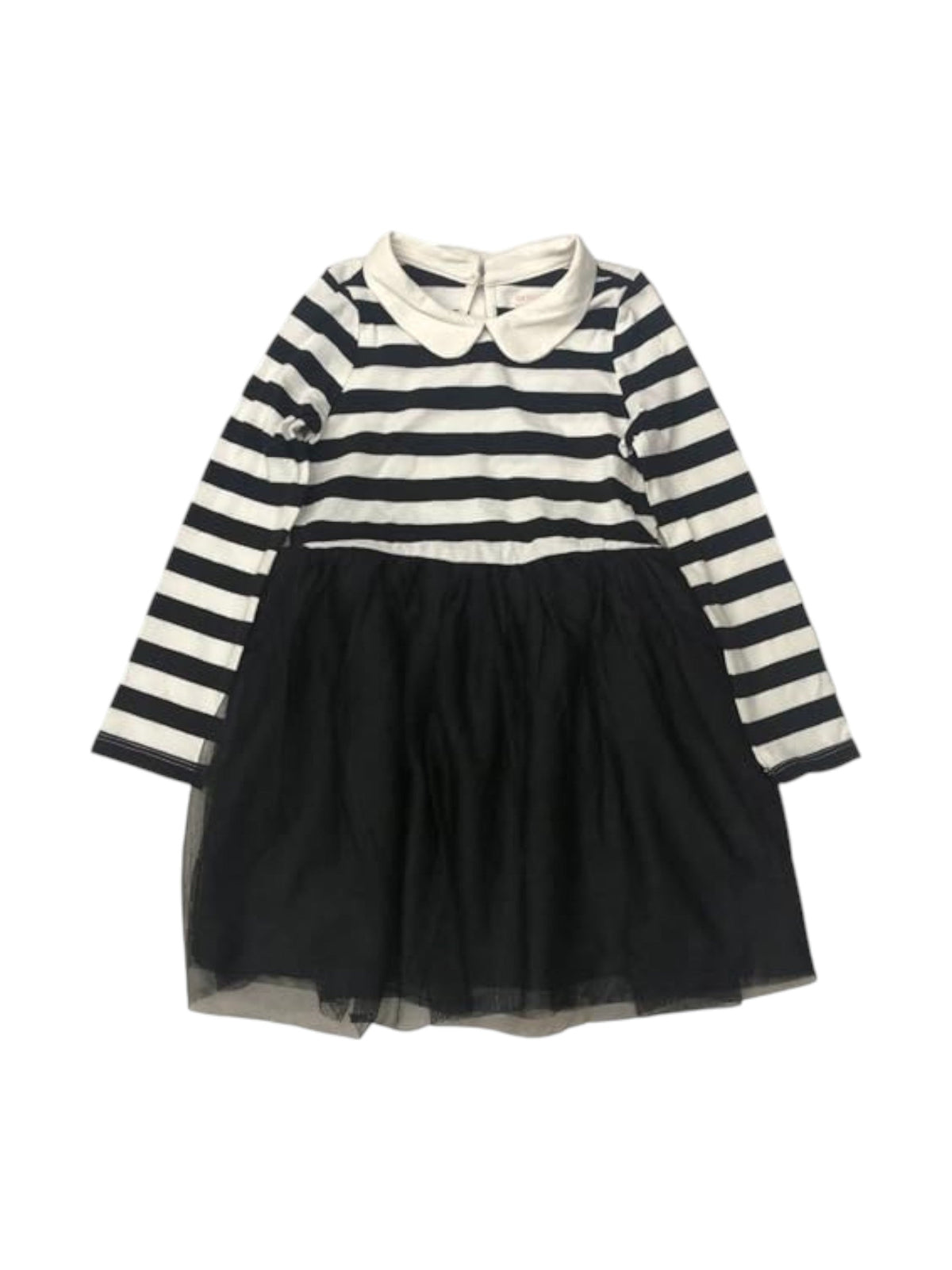 Image for Kids Girl's Srtriped Ruffled Dress,Black/White