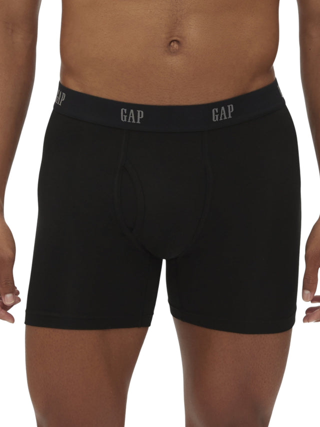 Image for Men's 3Pieces Plain Boxer Briefs Set,Black