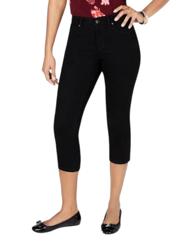 Image for Women's Plain Crop Jeans,Black