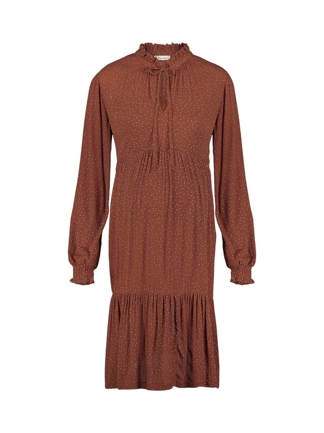 Image for Women's Dotted Ruffled Dress,Brown