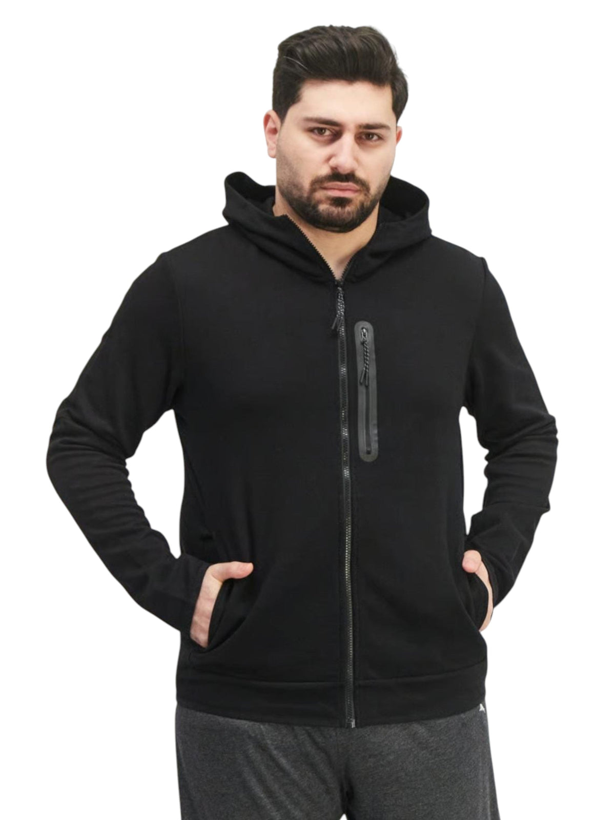 Image for Men's Plain Solid Jacket 3 Pockets,Black