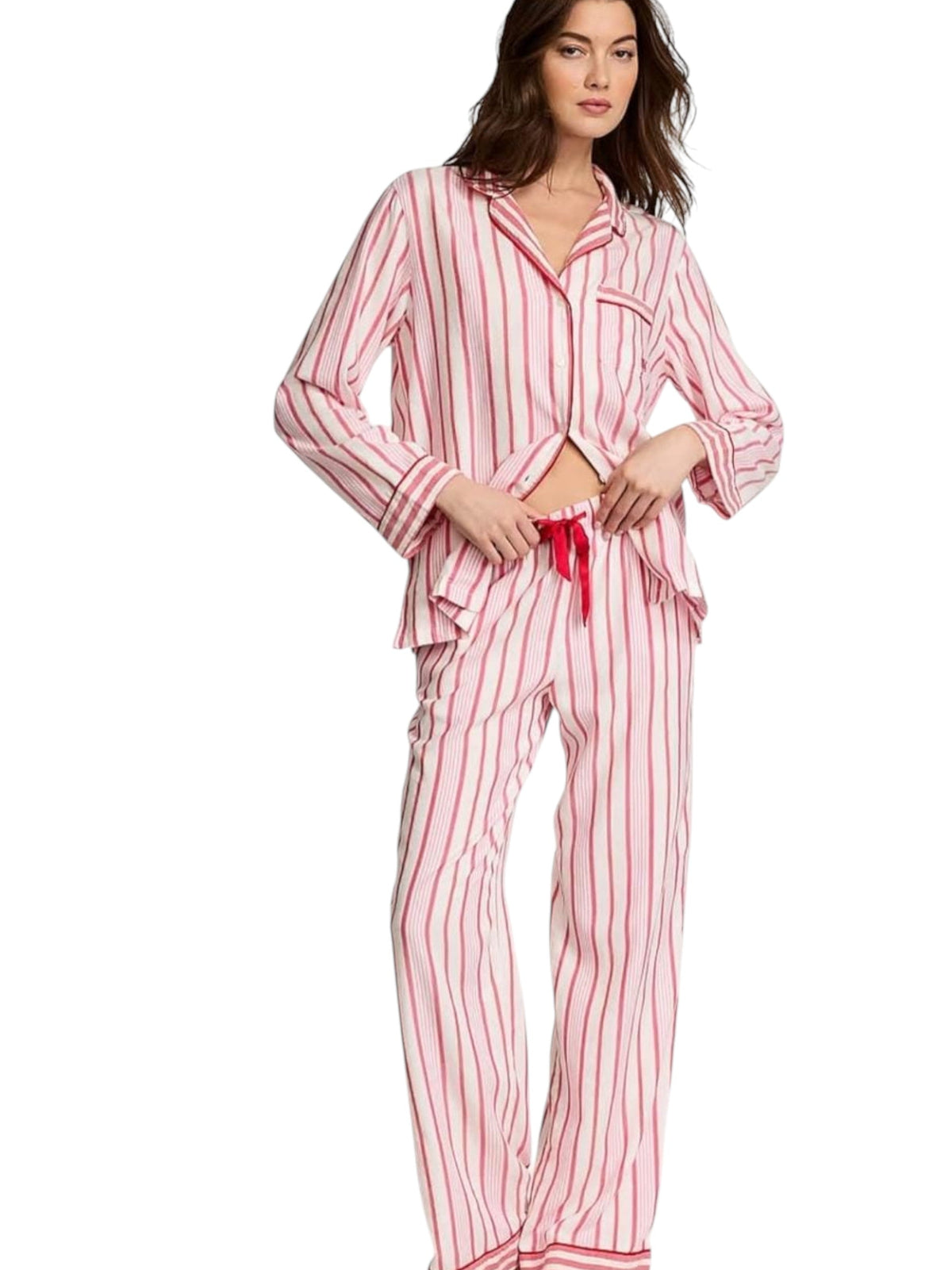 Image for Women's Striped Sleepwear Pajama Set Chemise&Pant,Pink/White
