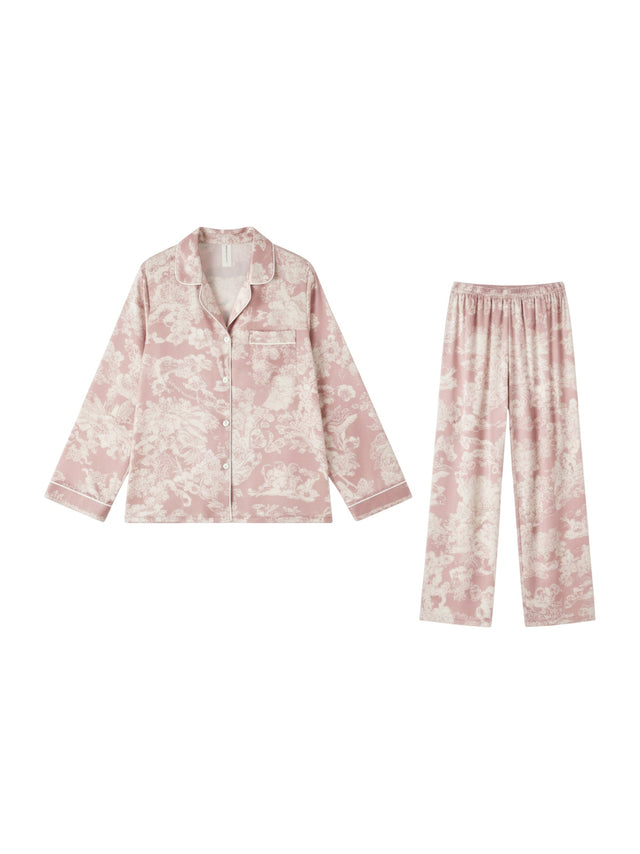 Image for Women's Printed Sleepwear Pajama Set Chemise&Pant,Pink