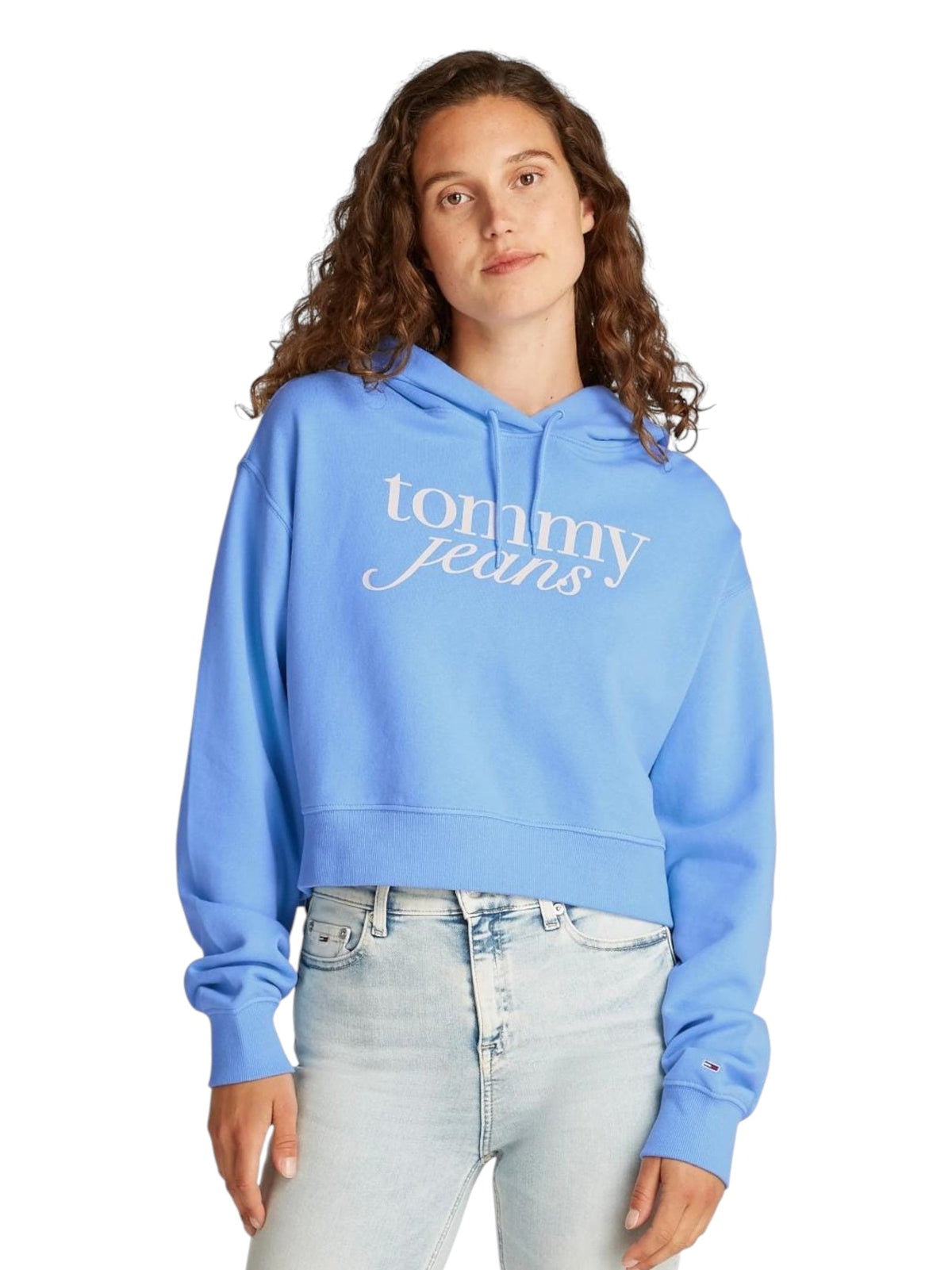 Image for Women's Printed Crop Hoodie,Light Blue