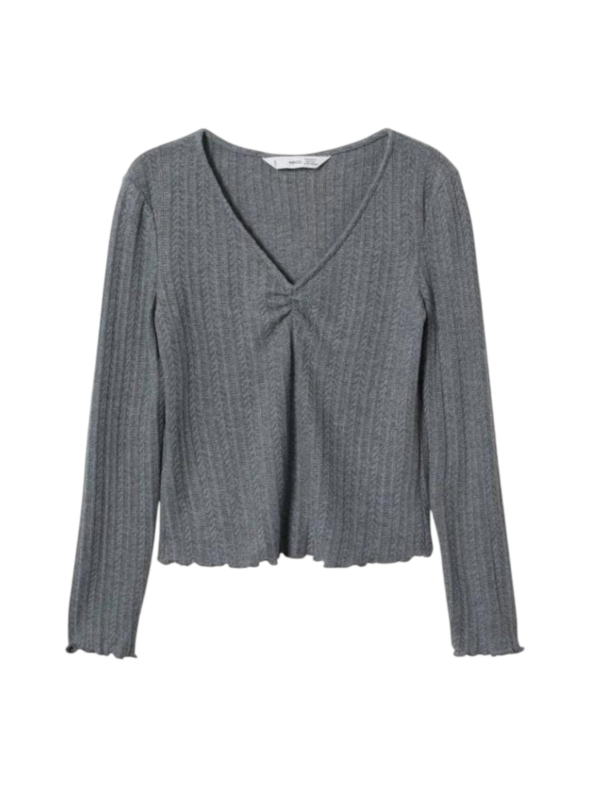 Image for Women's Ribbed Knitted Top,Grey