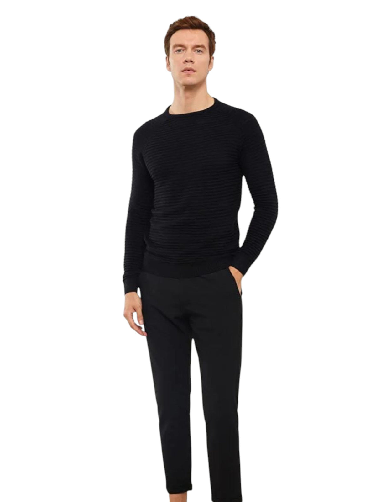 Image for Men's Ribbed Knitted Sweaters,Black