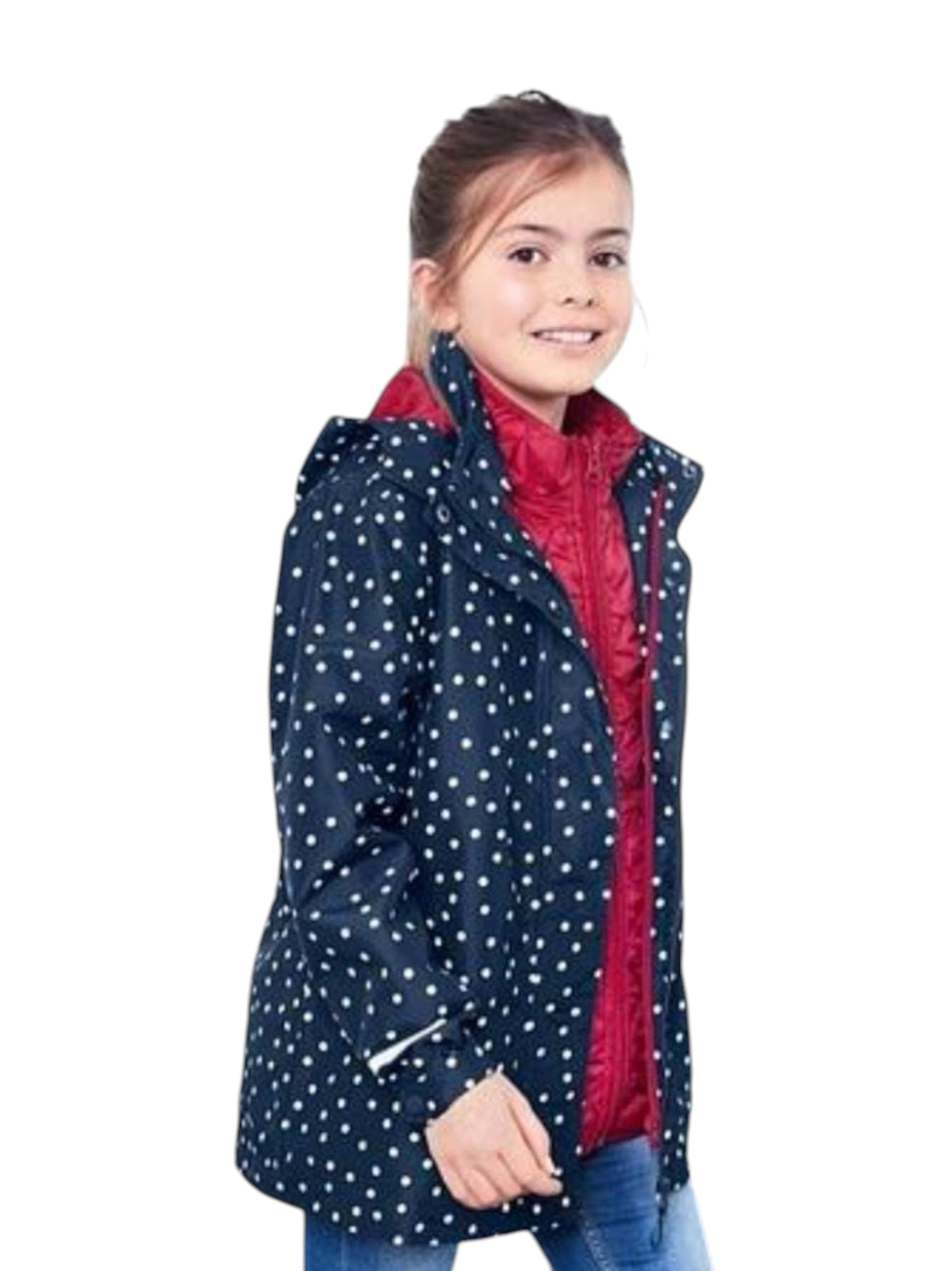Image for Kids Girl's Dotted Quilted Jacket&Vest,Navy/Pink