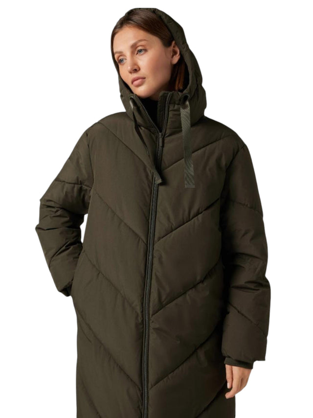 Image for Womne's Quilted Long Jacket,Olive