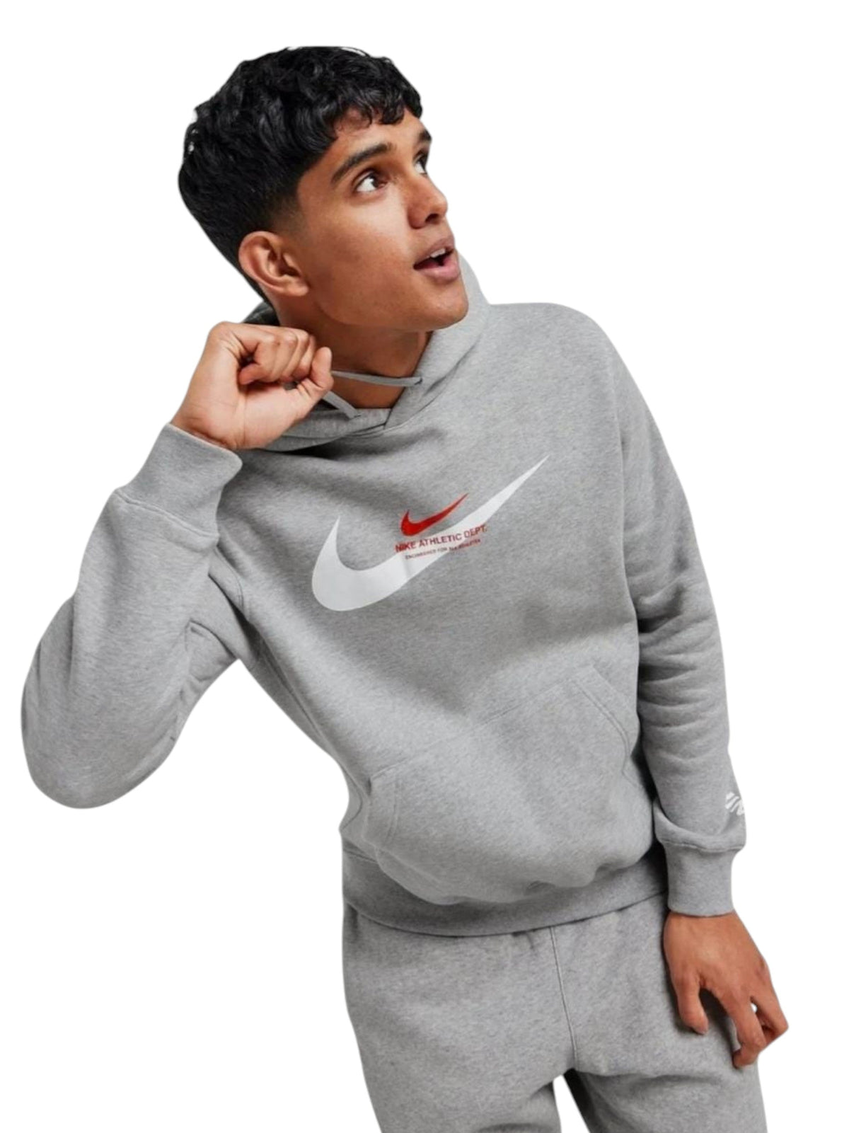 Image for Men's Brand Logo Printed Hoodie,Grey
