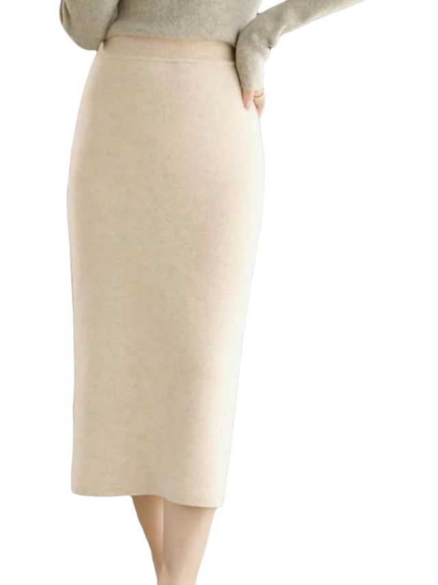 Image for Women's Plain Solid Skirt,Beige