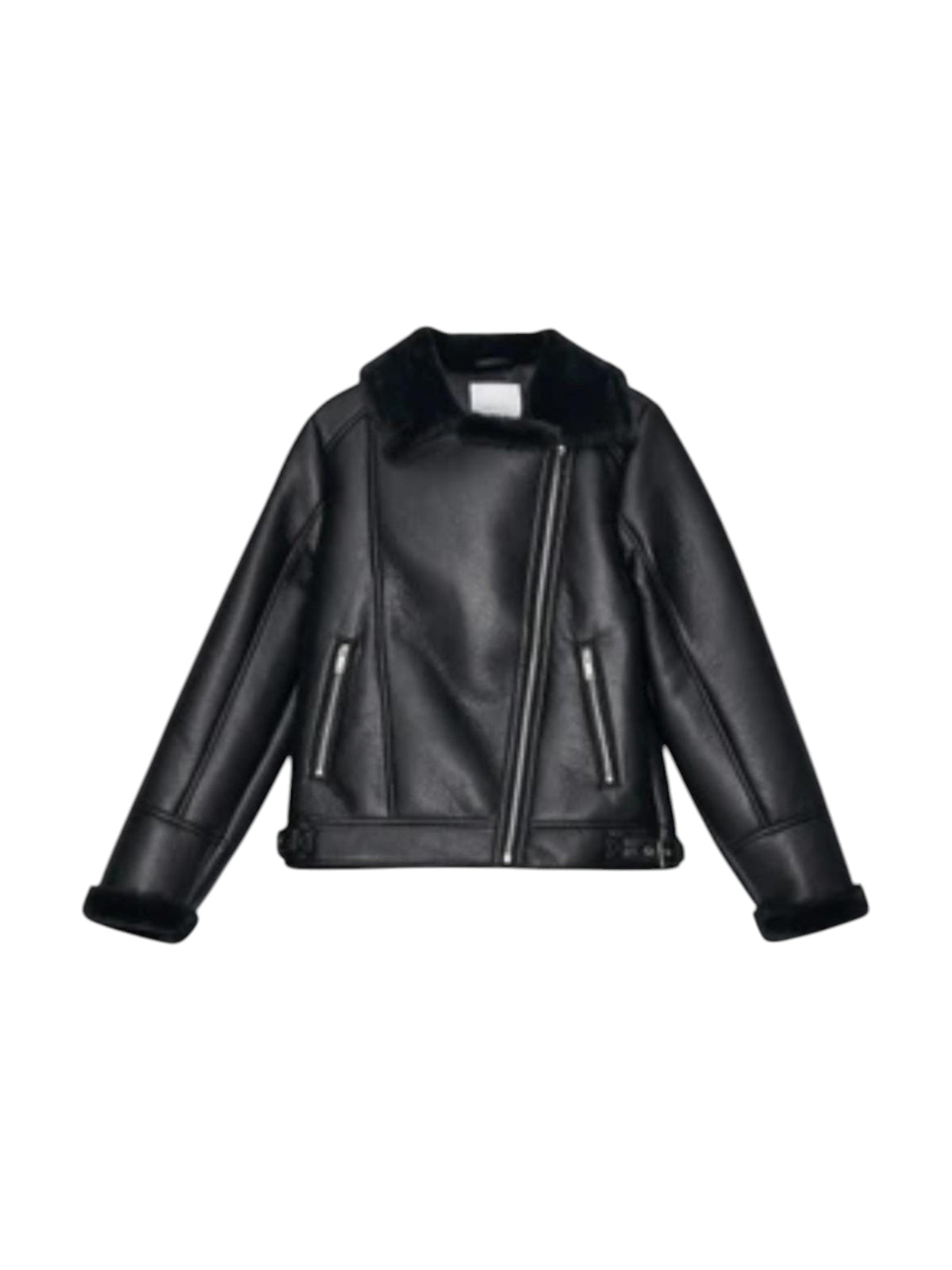 Image for Women's Lined Leather Jacket,Black