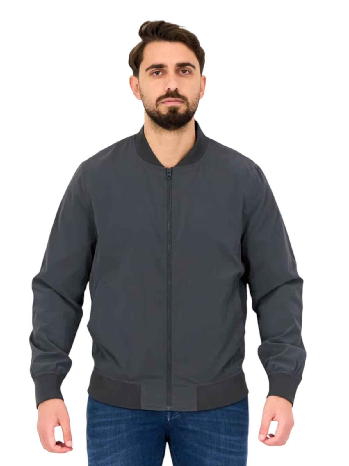 Image for Men's Plain Solid Jacket,Grey