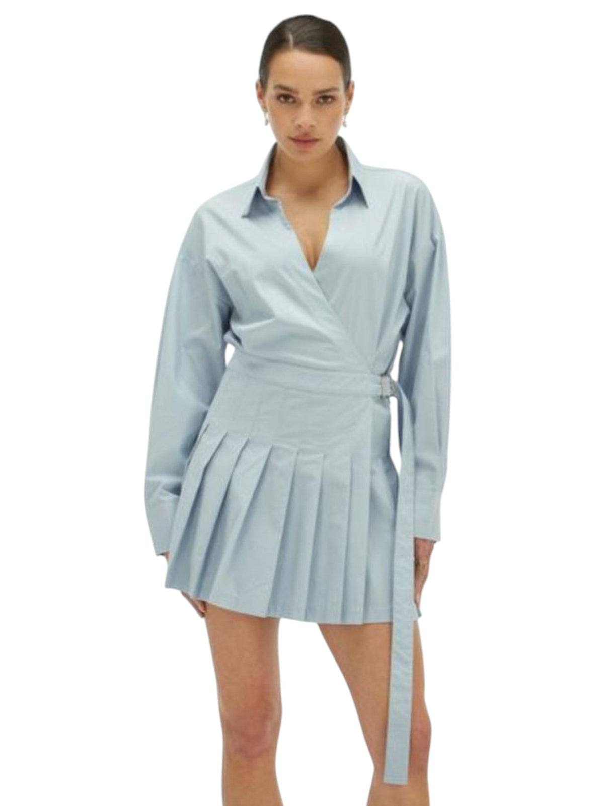 Image for Women's Ruffled Wrap Dress,Light Blue