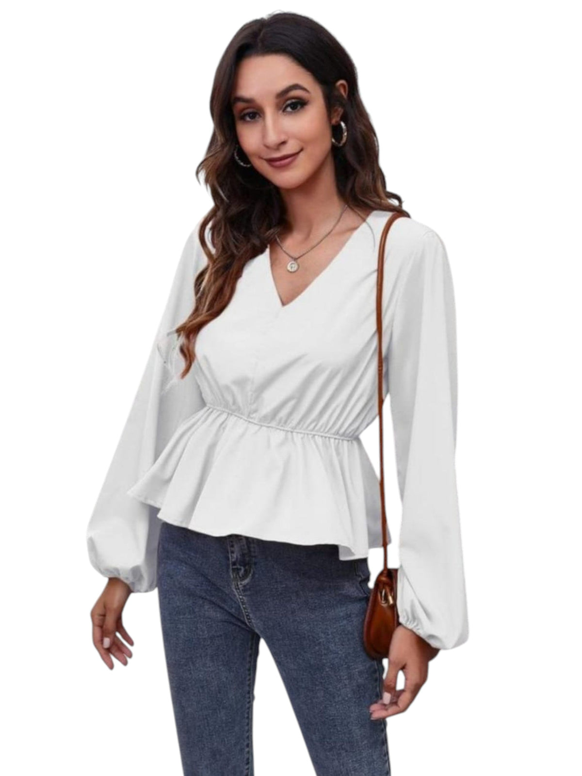 Image for Women's Ruffled Top,White