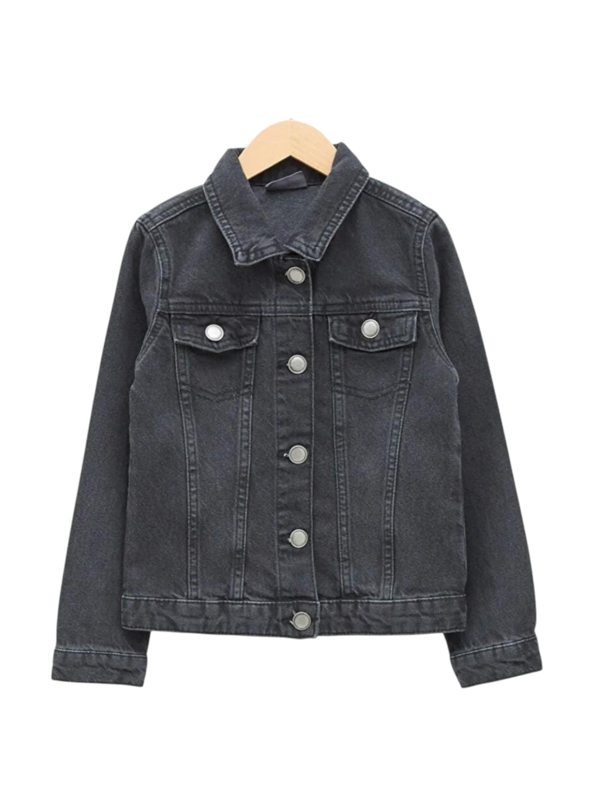 Image for Women's Plain Jeans Jacket,Dark Grey