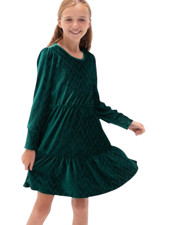Image for Kids Girl's Ribbed Dress,Green