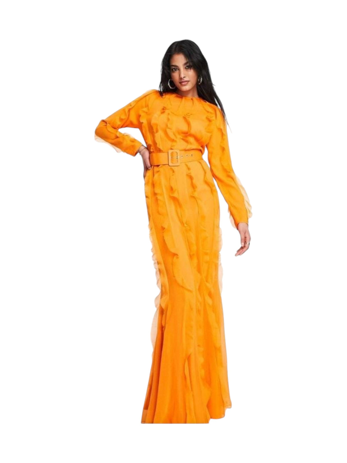 Image for Women's Ruffled Dress,Orange