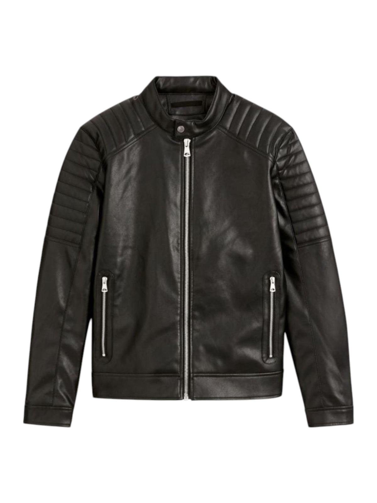 Image for Men's Plain Leather Jacket,Black