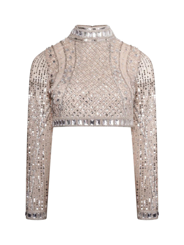 Image for Women's Rhinestones Crop Top,Dust Rose