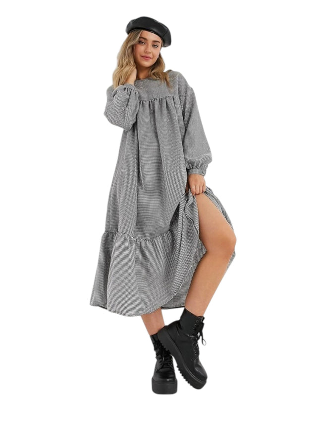 Image for Women's Plaid Dress,White/Black