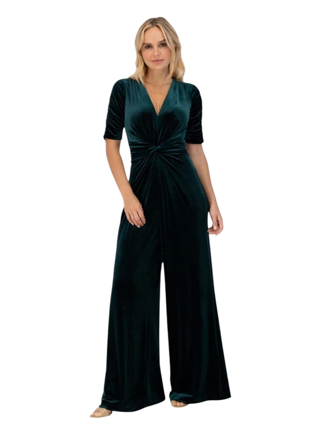 Image for Women's Plain Velour Jumpsuit,Olive